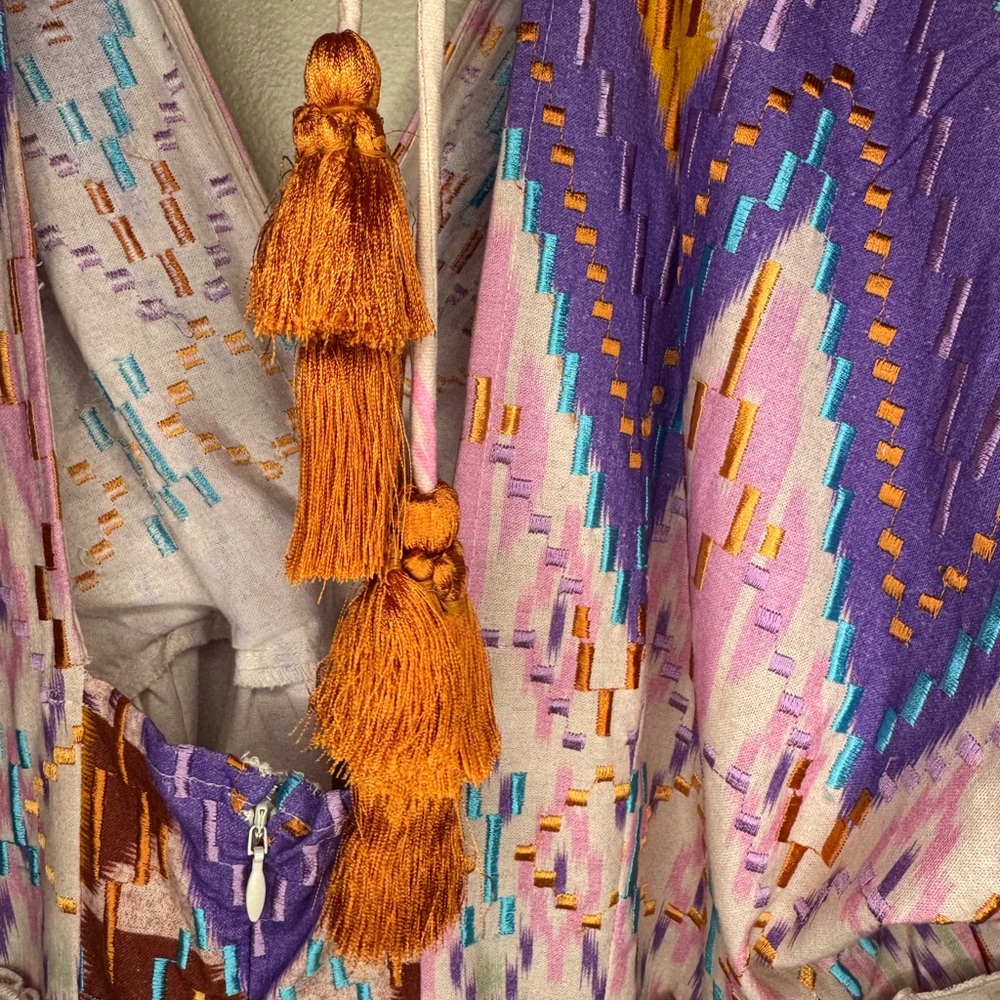 Boho Embroidered Mini Dress (No Label) - Picture 3 of 6